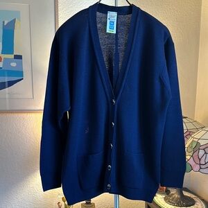 St Michael made in UK Lambswool Navy Blue Cardigan Sweater UK 14, US M